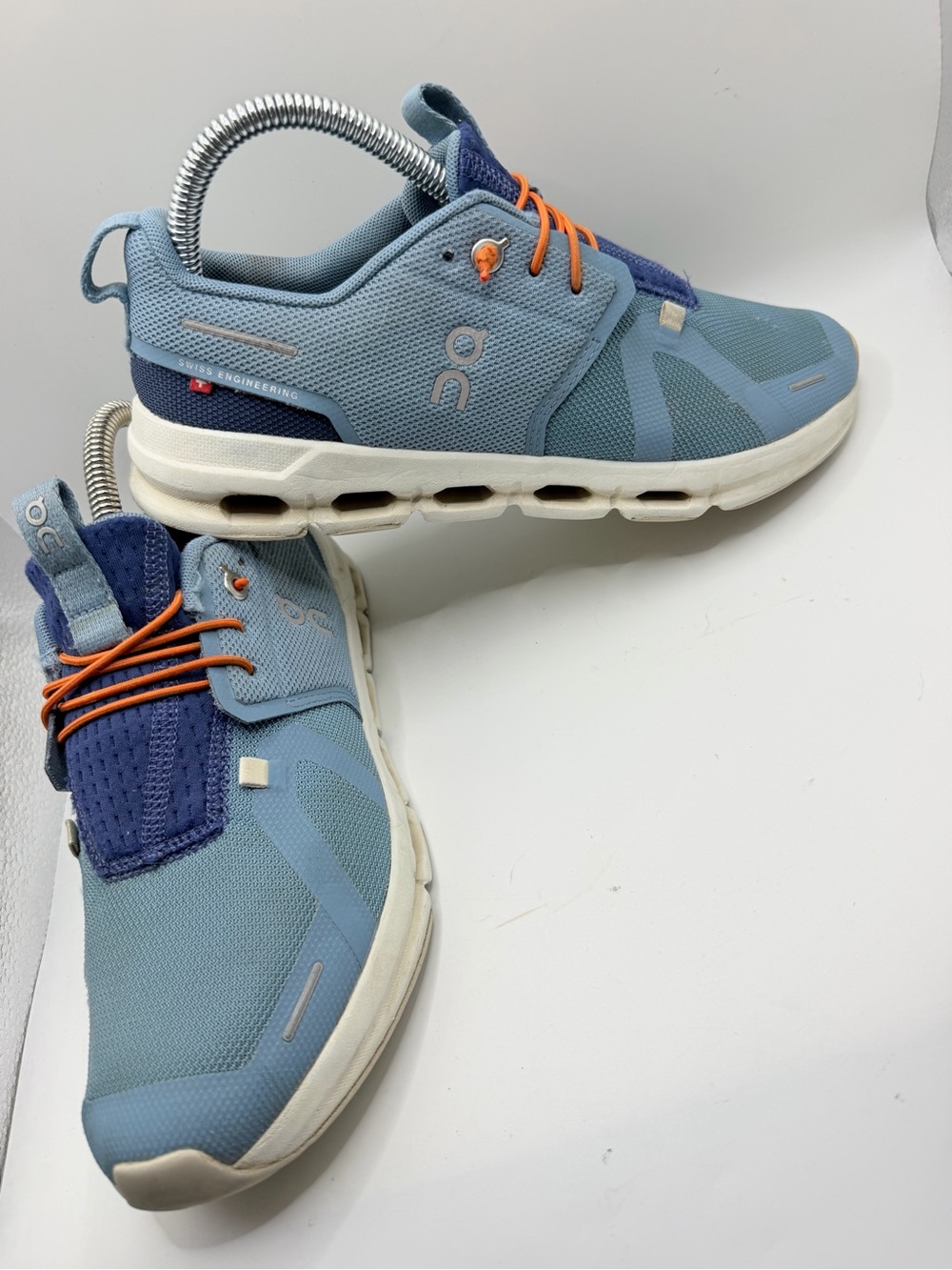 On Running Cloud Sneakers in Light Blue and Orange